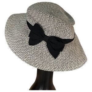 Janie and Jack Black Chevron Bow Sun Hat Size 12-24 Months